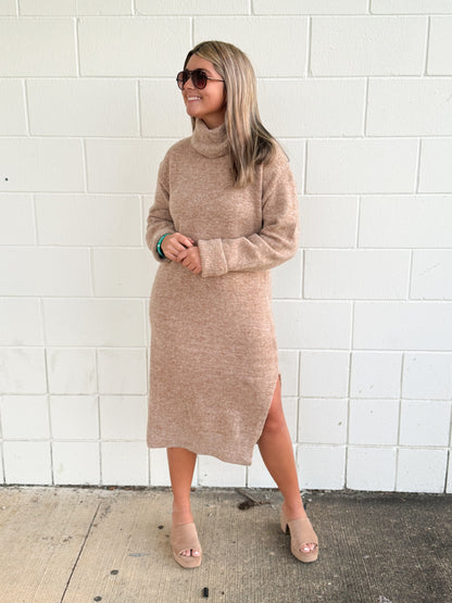 Sweater Weather Slit Knit Midi Dress