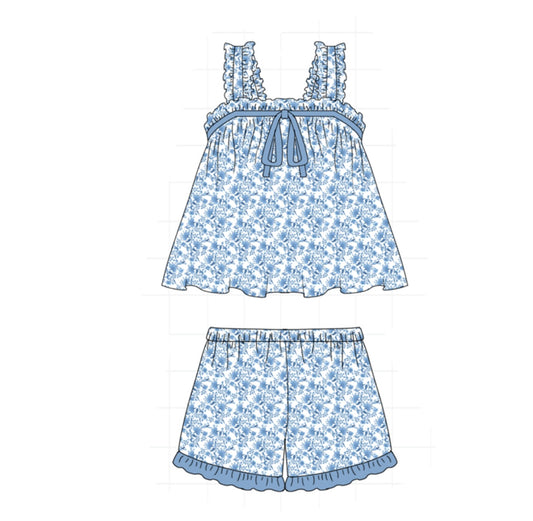 Blue Floral Short Set