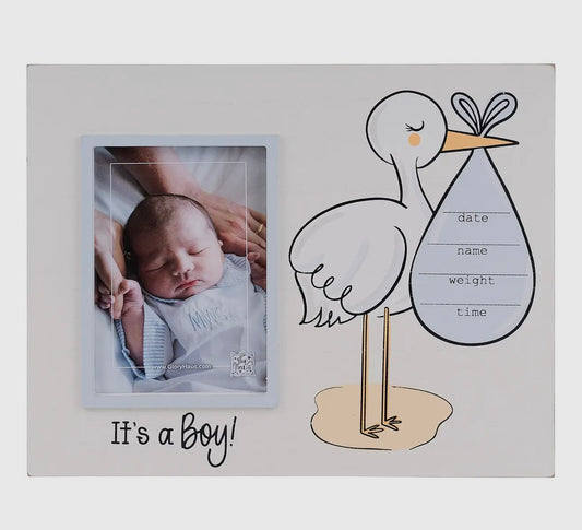 Birth announcement picture frame boy