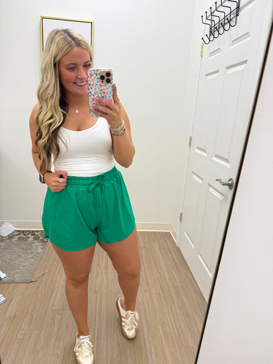 Green Activewear Shorts with Lining