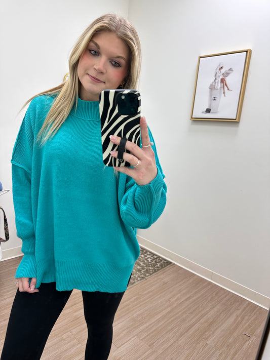 Turquoise Oversized Sweater