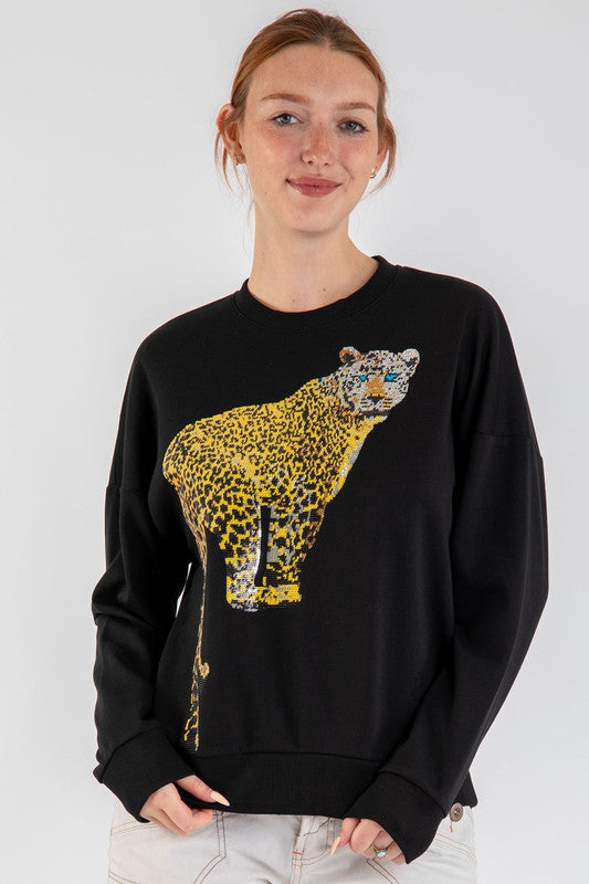 On the prowl sequin sweatshirt