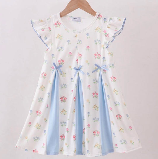 Pleated spring floral dress