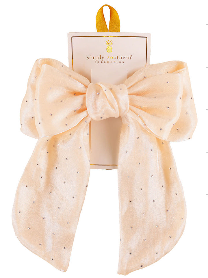 Cream bow with gems