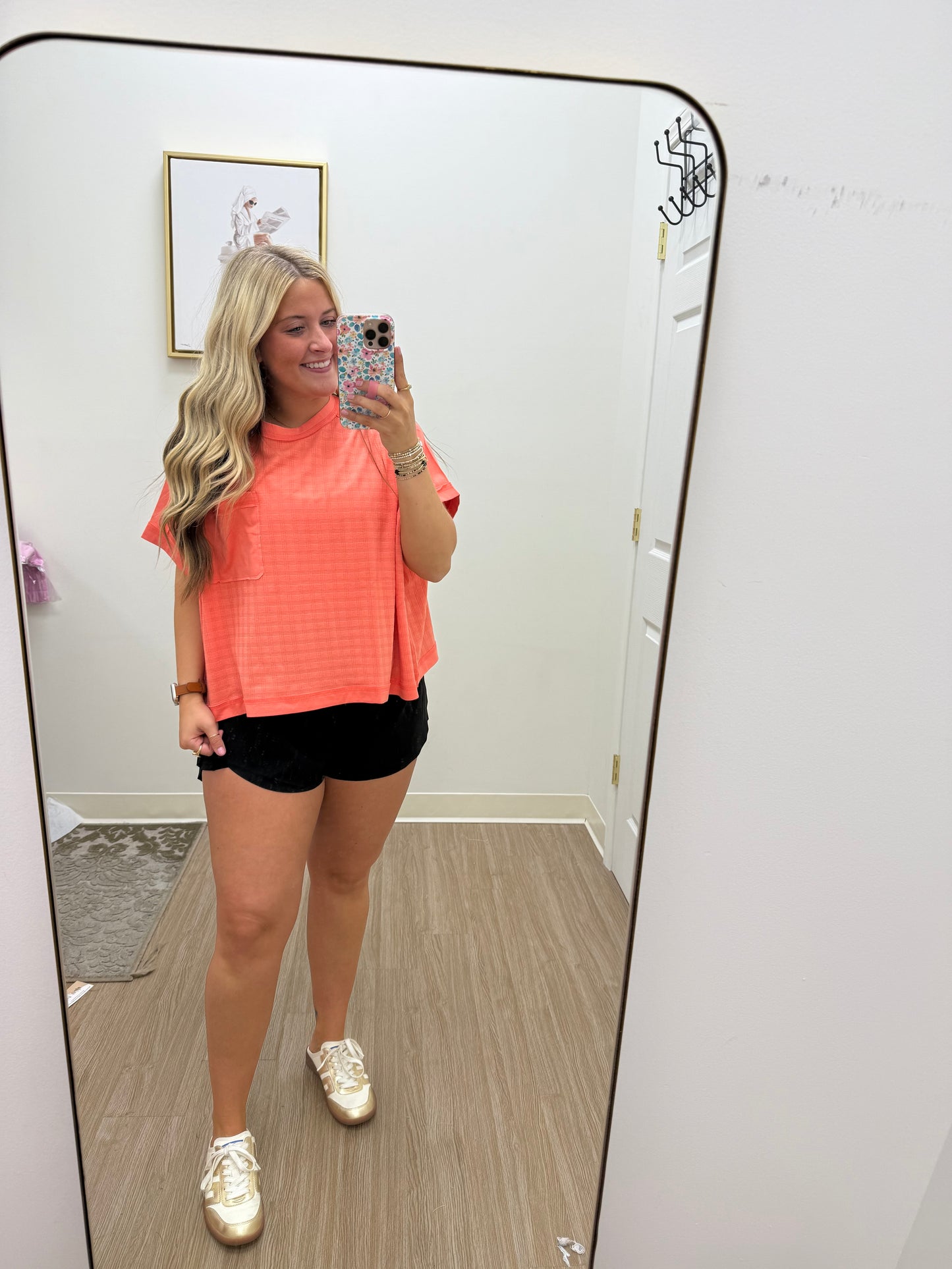 Orange Dolman Textured Knit Top