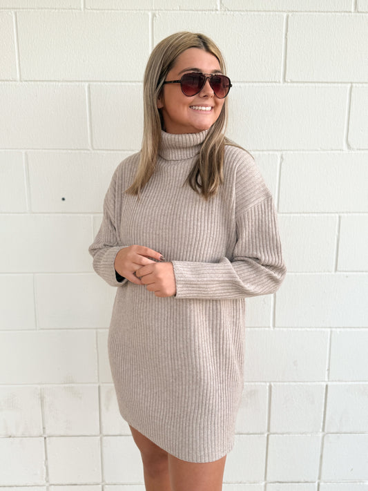 Ribbed Knit Sweater Dress