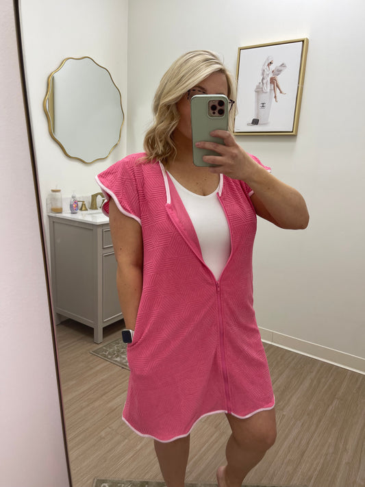 Hot Pink Terry Swim Cover Up Simply Southern