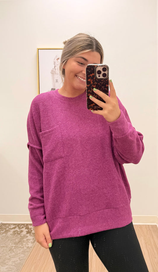 Purple Oversized Fuzzy Sweater