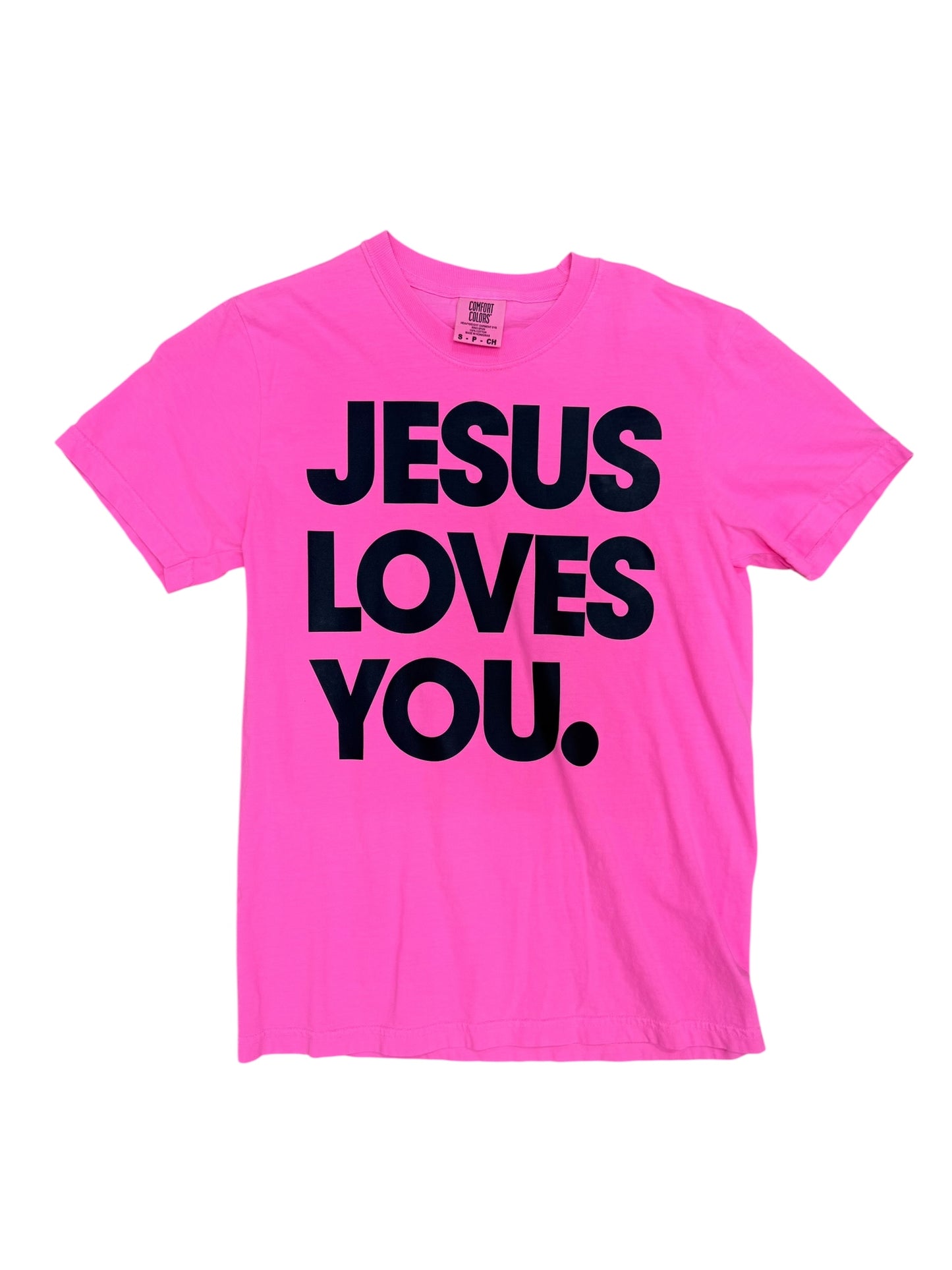 Hot Pink Jesus Loves You Tee