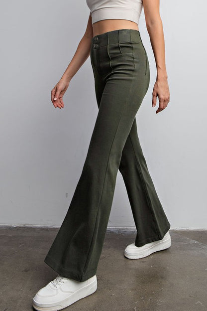 High waist olive twill pants