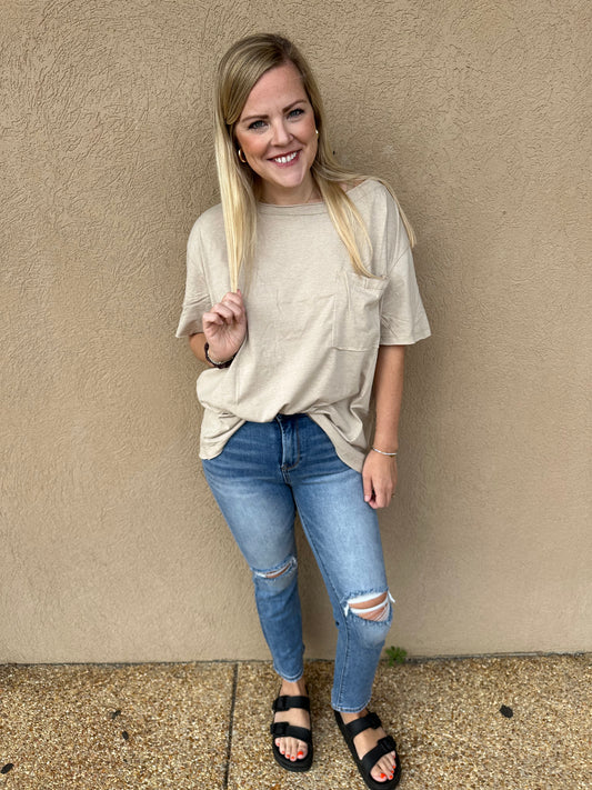 Beige Oversized Boyfriend Tee