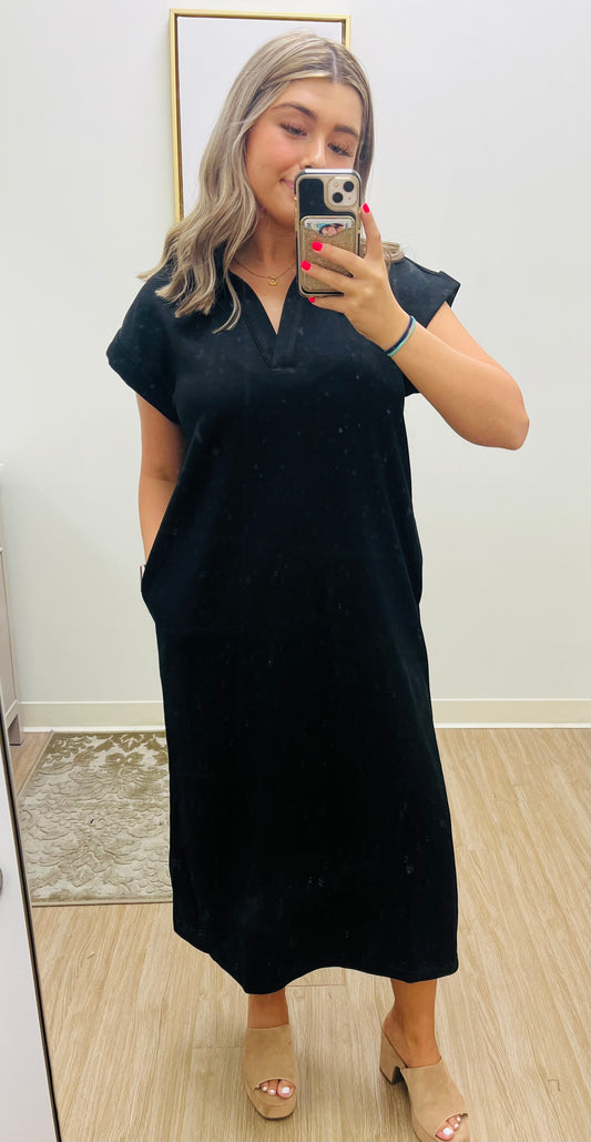 Black Solid Midi