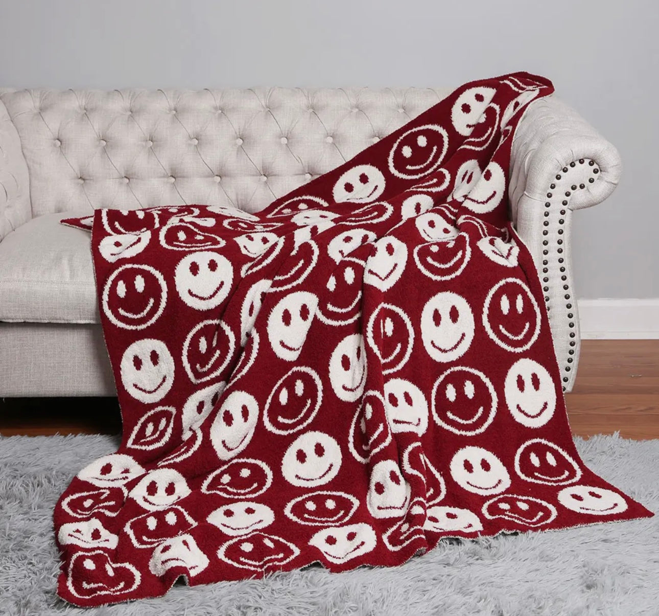 Softest blankets ever maroon smiley