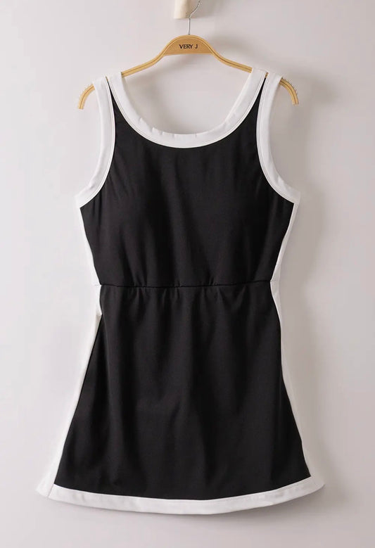 Black Colorblock Activewear Dress