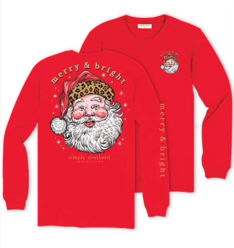Youth Merry & Bright Santa Long Sleeve Tee