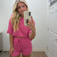 Pink Ribbed Short Set