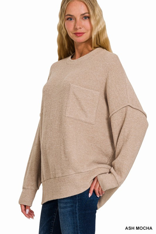 Light-weight Drop Shoulder Sweater- Mocha