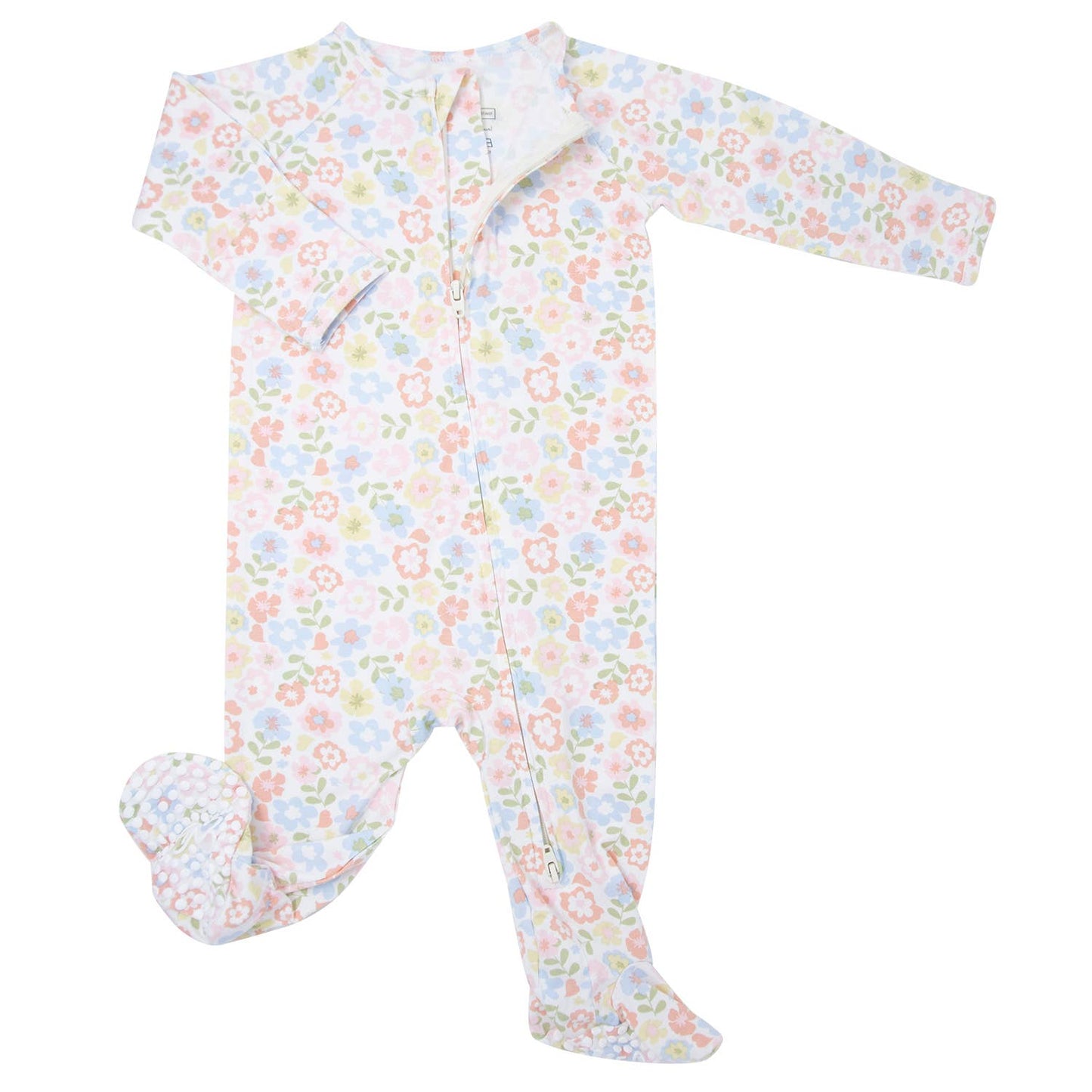 Sweet bamboo Luxaboo Zipper Footie - Pretty Pansy