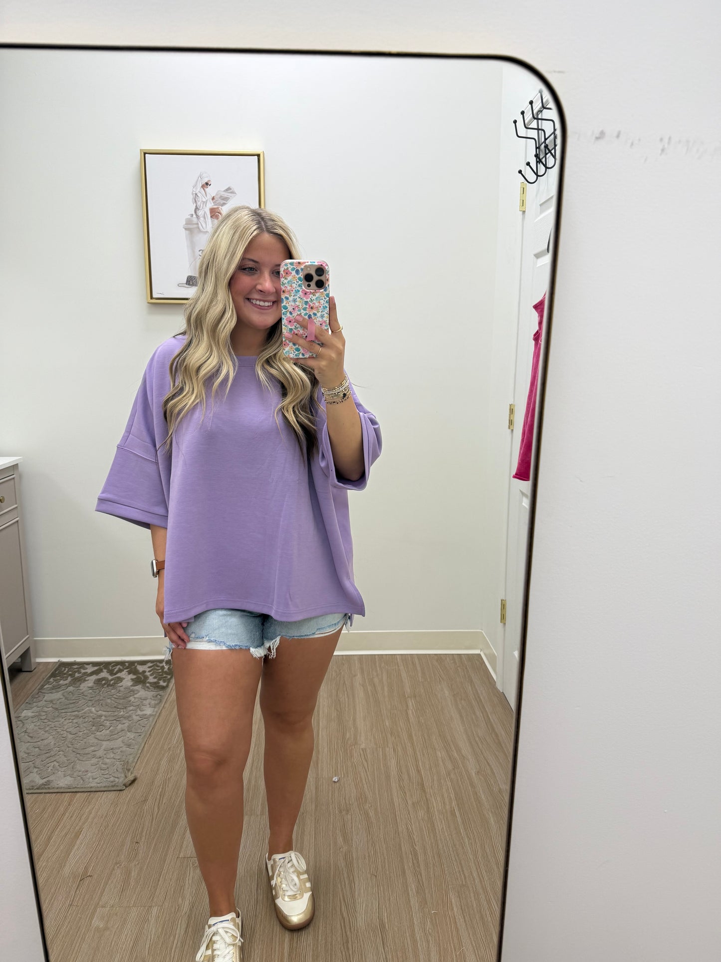Lavender Scuba Side Slit Top