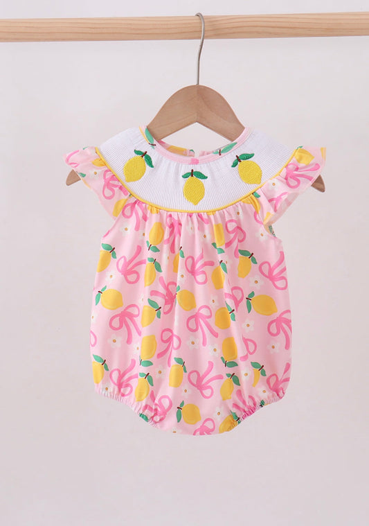 Pink Lemon Smocked Bubble