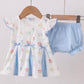 Pleated spring floral bloomer set