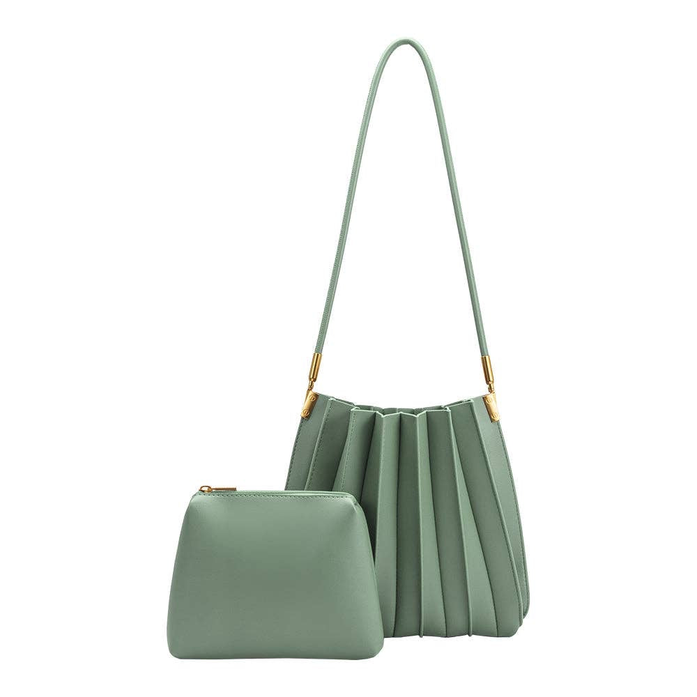 Sage pleated shoulder bag