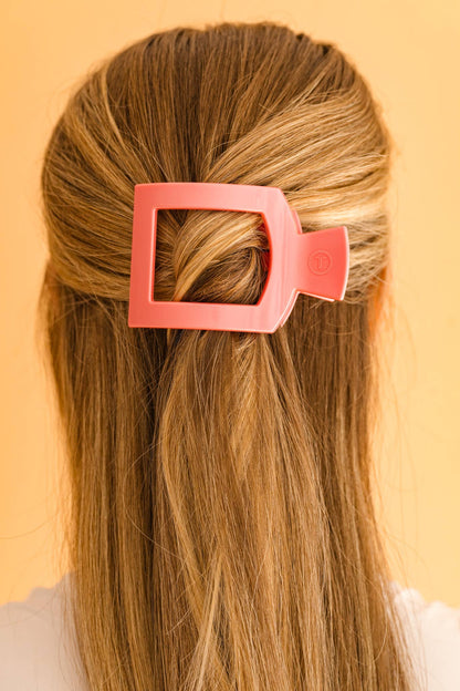 Calming Coral Square Flat Hair Clip | Large