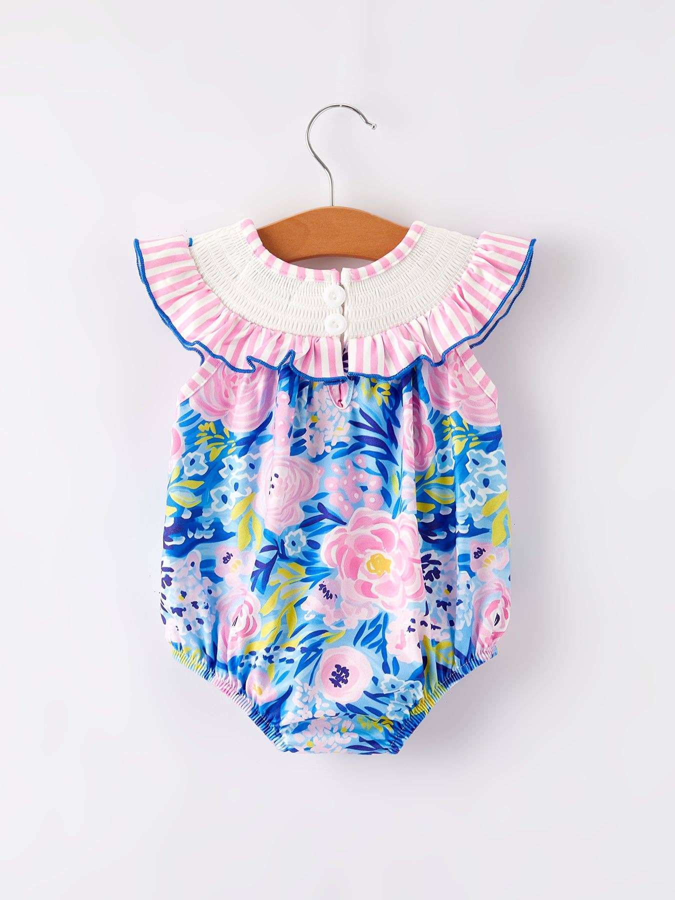 “I ❤ MAMA”Embroidery Smocking Baby Girls Romper