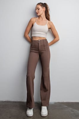 High waist coffee twill pants