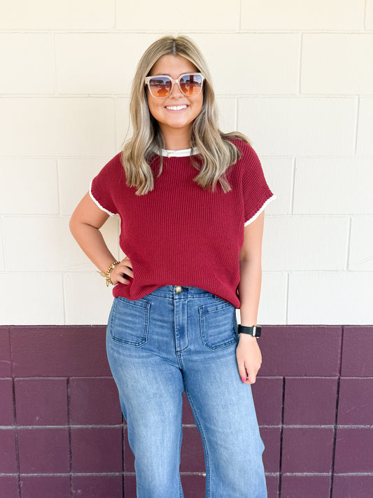 Maroon Knit Gameday Too- Sewn and Seen