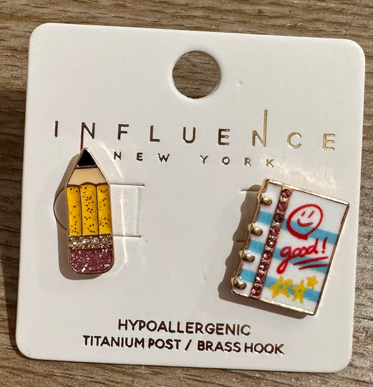 Pencil & Notebook Teacher Earrings