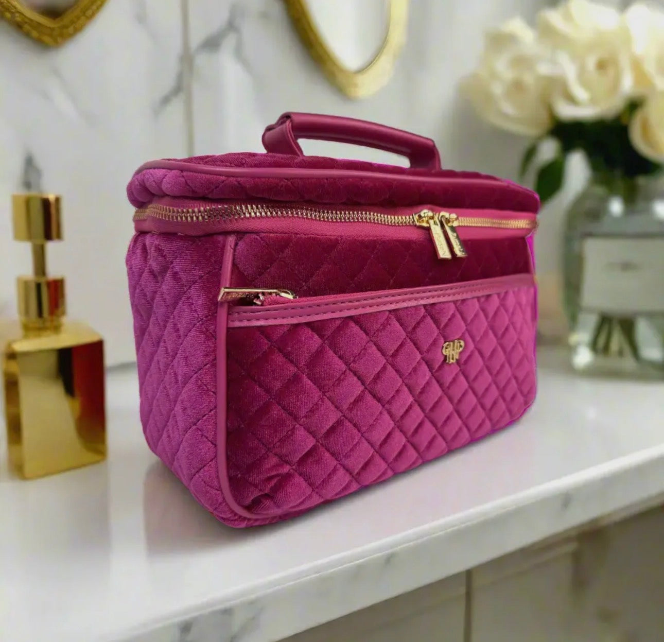 Classic Train Case - Fuchsia Velvet