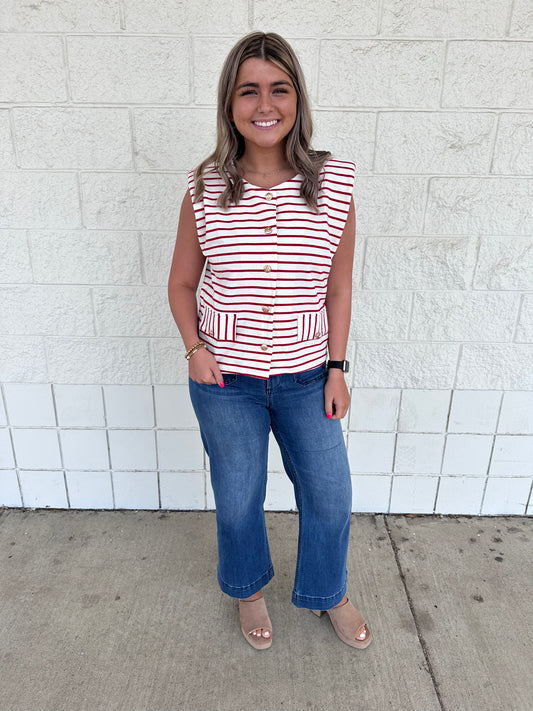 Red & White Striped Top