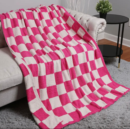 Softest blankets ever hot pink check