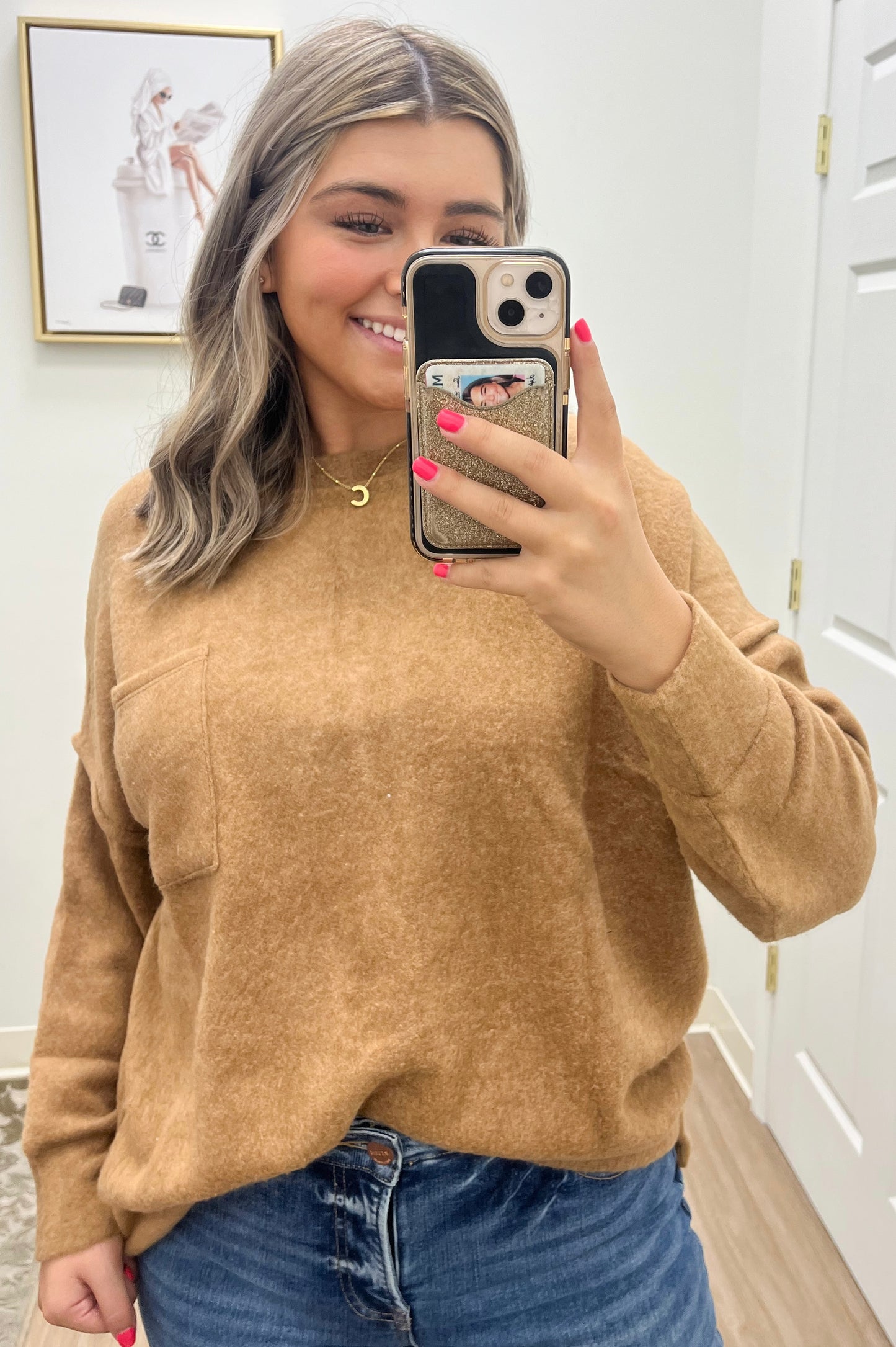 Light-weight Drop Shoulder Sweater- Deep Camel