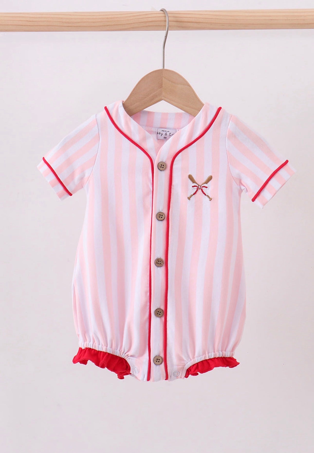 Pink Baseball Stripe Bubble