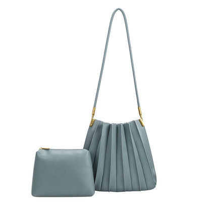 Slate pleated shoulder bag