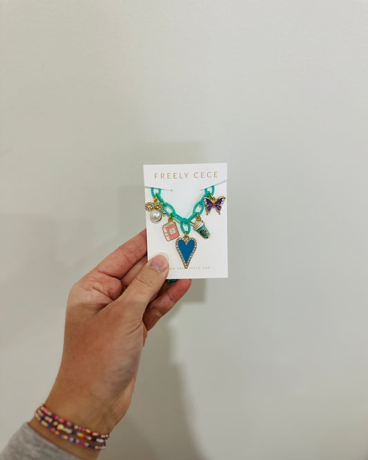 Blue Multicolor Trendy Charm Necklace