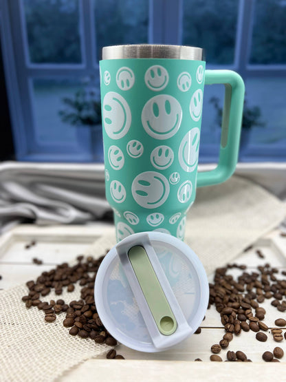 40oz STAINLESS STEEL TUMBLER SMILEY: SMILEY OFF WHITE