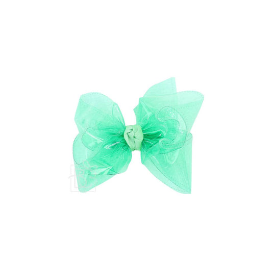 LUCITE WATERPROOF BOW ON CLIP: 4.5" Large - 1.5" Ribbon on Alligator Clip