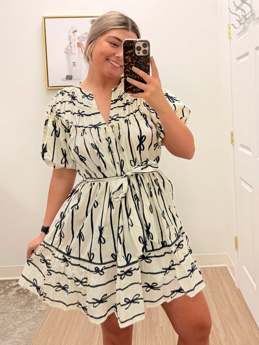 Black and Cream Bow Dress