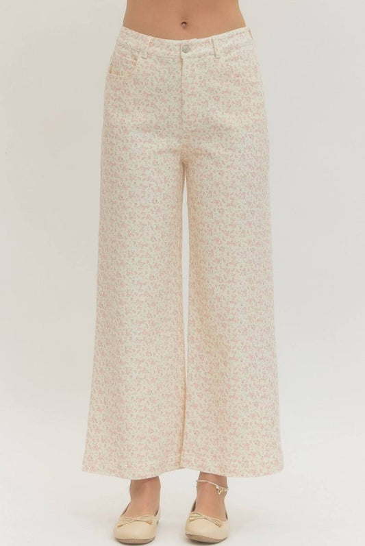 Pink Floral Denim Jeans