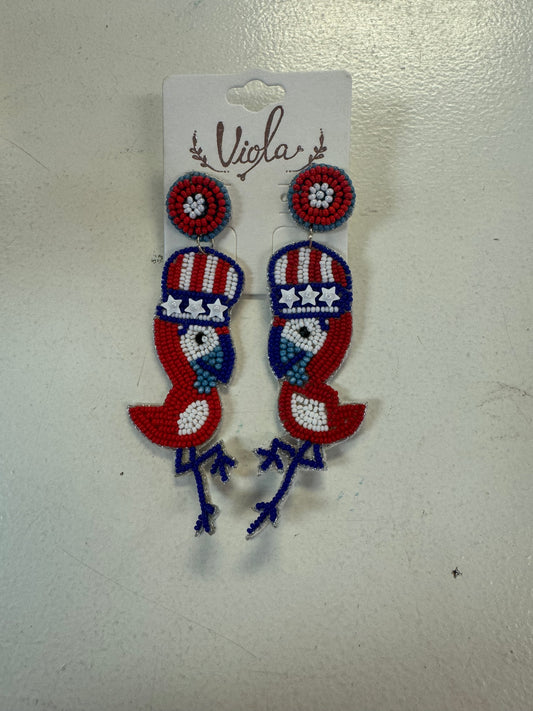 Parrot patriotic earrings