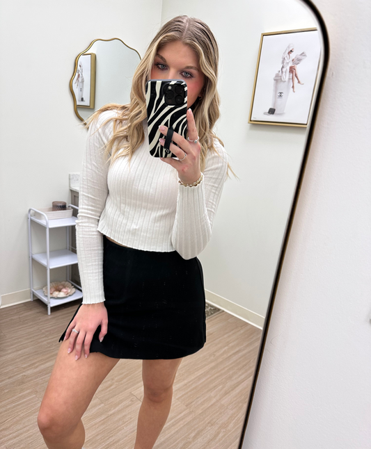 Black High Waisted Skort
