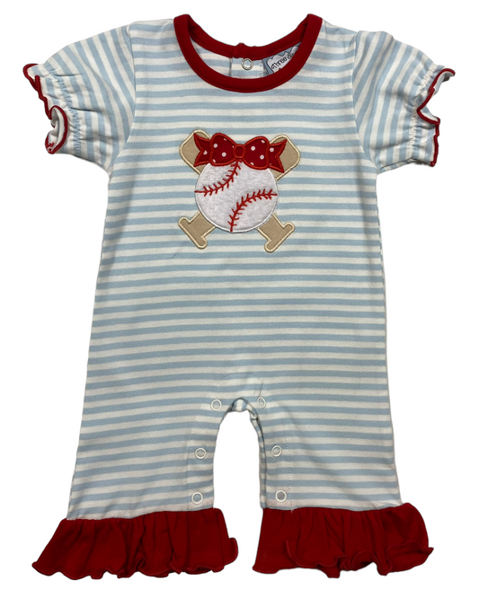 Baseball girl romper