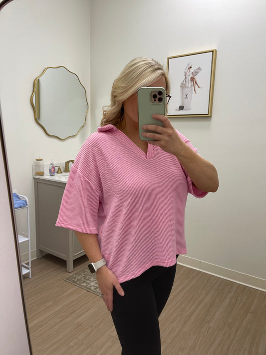 Blush Oversized Knit Pocket Tee Simply Southern