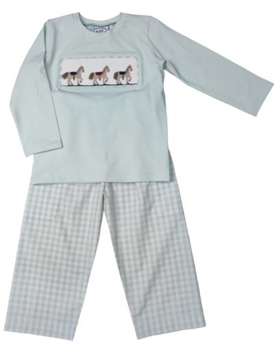 Horse smocked boys pant set