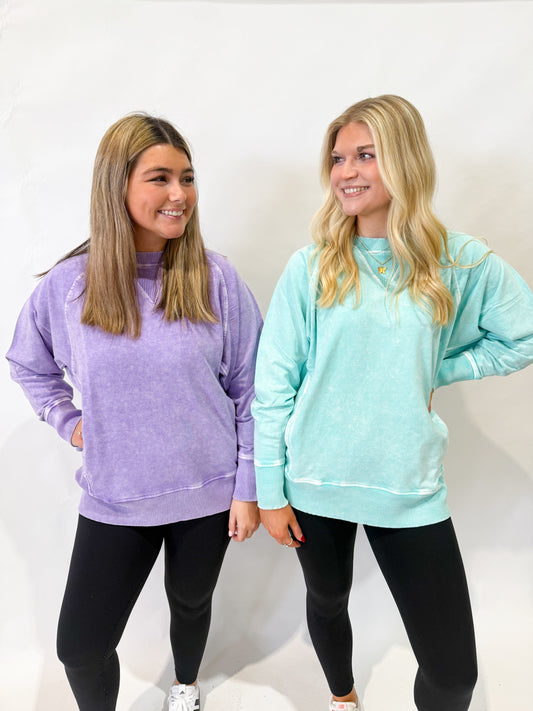 Acid Washed Pullover w/ Pockets
| Mint