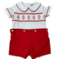 Red & White Smocked Boy Shortall Three Sisters