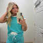 Turquoise Stripe Short Set